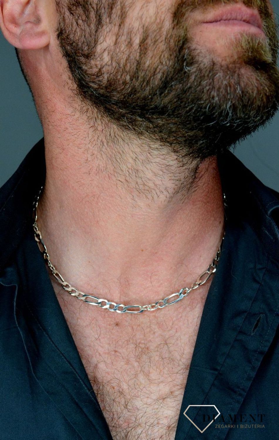 Srebrny łańcuszek 925 męski figaro 7 mm DIA-LAN-5527-925. Męski srebrny łańcuch. Srebrna kieta męska.Łańcuszek męski o figaro. Łańcuszek męski typu figaro to jeden z najmodniejszych wzorów męskich . Na prezent. Gruby męski łańcuch (1).jpg